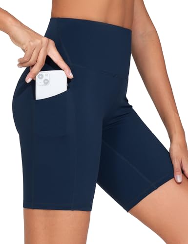 THE GYM PEOPLE Radlerhose Damen Hohe Taille Yoga Shorts mit Taschen Dehnbar Sport Kurze Leggings Sporthose Bauchkontrolle Laufhose für Fitness Workout von THE GYM PEOPLE