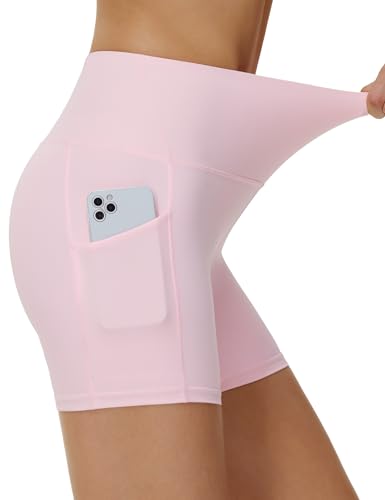 THE GYM PEOPLE Radlerhose Damen Yoga Shorts Sport Hohe Taille 5" Kurze Leggings Sporthose Bauchkontrolle Laufhose Fitness Workout Short mit Seitentaschen von THE GYM PEOPLE