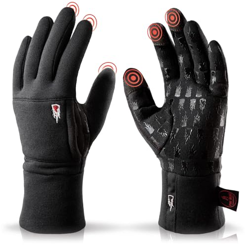THE HEAT COMPANY – Merino Liner PRO – Unterziehhandschuhe - Weiche Merino Handschuhe in Premium Qualität – Touchscreen Handschuhe aus Merinowolle: Damen, Herren - Sporthandschuhe, schwarz von THE HEAT COMPANY