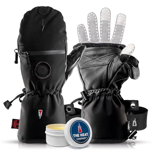 THE HEAT COMPANY Shell Fäustlinge für Damen & Herren - Extra Warm, Wasserdicht - Skihandschuhe zum Umklappen - Fausthandschuhe, Schwarz - Ohne Liner, Größe 10-11 von THE HEAT COMPANY