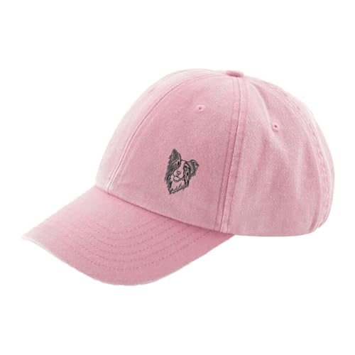 THE HOUSE OF DOG: Border Collie Owner Gift Distressed Vintage Washed 100% Heavy Weight Brushed Cotton Embroidered 6 Panel Low Profile Baseball Cap, rose, One size THE HOUSE OF DOG: Border Collie Owner Gift Distressed Vintage Washed 100% Heavy Weight Brushed Cotton Embroidered 6 Panel Low Profile Baseball Cap, rose, One size von THE HOUSE OF DOG