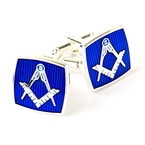 Blau Freimaurer 925 Silber plattiert Manschettenknöpfe, Cufflink Box von THE MASONIC COLLECTION