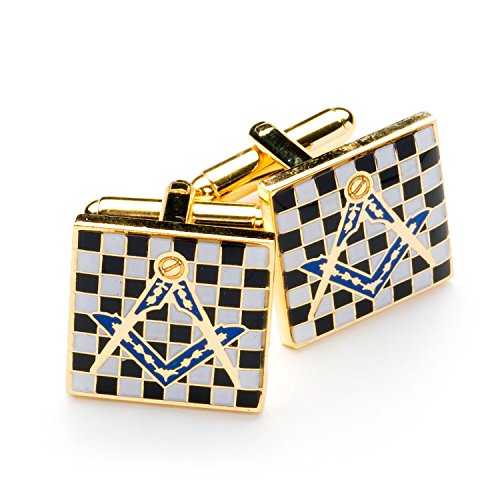 Manschettenknöpfe, Freimaurer-Design, mit Samtbeutel, Einheitsgröße, Emaille, Keine Edelsteine von THE MASONIC COLLECTION