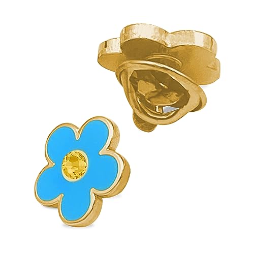 THE MASONIC COLLECTION - Abzeichen/Krawattennadel/Anstecknadel/Brosche mit Forget-Blumen-Design – vergoldet mit atemberaubendem gelben Stein – Freimaurer Geschenke für Männer von THE MASONIC COLLECTION