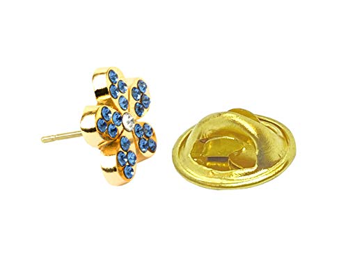 THE MASONIC COLLECTION – Anstecknadel/Brosche mit vergoldetem Forget-Blumen-Design und atemberaubenden blau-weißen Steinen – Freimaurer Geschenke für Männer von THE MASONIC COLLECTION