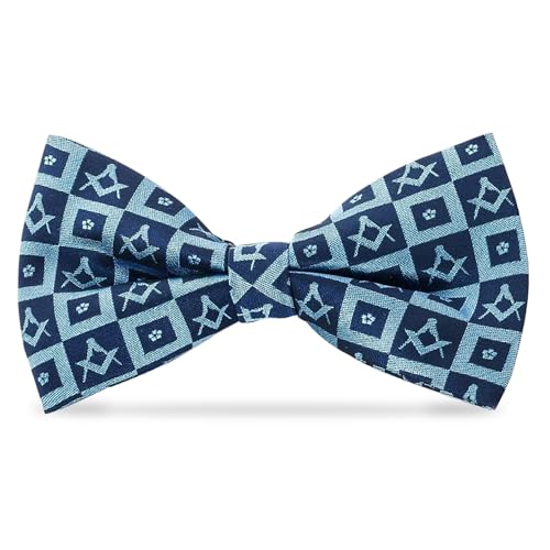 THE MASONIC COLLECTION – Fliege aus 100% Seide mit Forget Flower Design – Quadrat- und Zirkel-Design – Handgefertigt – Einfach verstellbarer Clip – Freimaurer-Geschenk für Männer von THE MASONIC COLLECTION