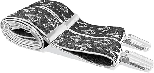 THE MASONIC COLLECTION Hosenträger (Hosenträger) mit Quadrat und Kompass – X-Typ-Design – verstellbar & elastisch – in Gold/Silber – ein ideales Freimaurer-Geschenk für Männer, schwarz/silberfarben von THE MASONIC COLLECTION
