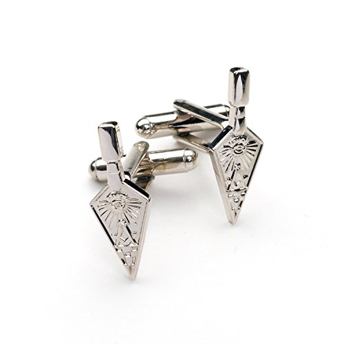 THE MASONIC COLLECTION Versilberte Manschettenknöpfe für Herren mit Kelle, Quadrat, Kompass – Geschenk-Accessoire für Freimaurer von THE MASONIC COLLECTION