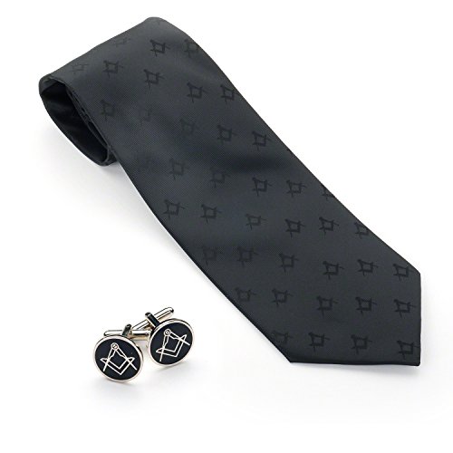 THE MASONIC COLLECTION – Schwarze Krawatte und Manschettenknöpfe der Freimaurer – 100% gewebtes Polyester mit Zirkel- und Winkeldesign – Ideale Freimaurergeschenke für Männer THE MASONIC COLLECTION – Schwarze Krawatte und Manschettenknöpfe der Freimaurer – 100% gewebtes Polyester mit Zirkel- und Winkeldesign – Ideale Freimaurergeschenke für Männer von THE MASONIC COLLECTION