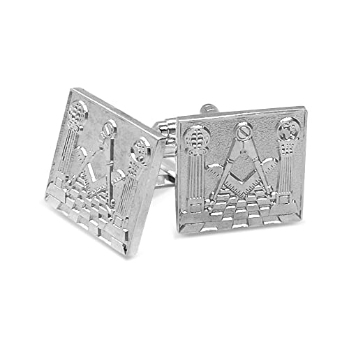 THE MASONIC COLLECTION - Silberfarbene Manschettenknöpfe mit Freimaurer-Motiv, hochwertige Freimaurer-Manschettenknöpfe, Silber von THE MASONIC COLLECTION