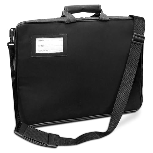 THE MASONIC COLLECTION Vrijmetselaar Grand Rank Regalia Soft Case Schort Houder Schoudertas - Stof & Waterdicht, Meerdere Zakken, Bevestigingsriem, Dubbele Zijrits, Cadeau voor Mannen - Zwart von THE MASONIC COLLECTION