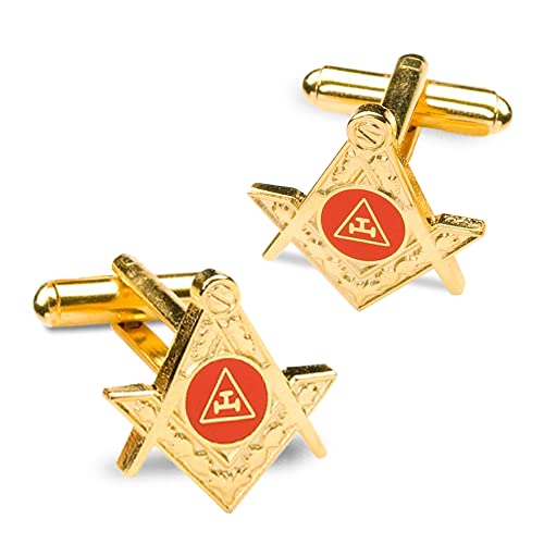 The Masonic Collection Manschettenknöpfe Royal Arch Freimaurer Tau-Symbol (quadratisch und kompassförmig), vergoldet, ein nützliches Freimaurer-Geschenk für Freimaurer, mit von THE MASONIC COLLECTION