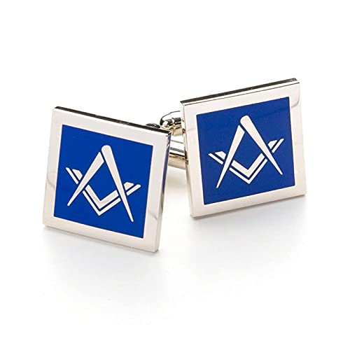 The Masonic Collection Modernes Freimaurer-Manschettenknöpfe-Set, versilbert, T-Form, Lieferung in Manschettenknopf-Box/Samtbeutel, nützliches Geschenk für Freimaurer, Silber von THE MASONIC COLLECTION