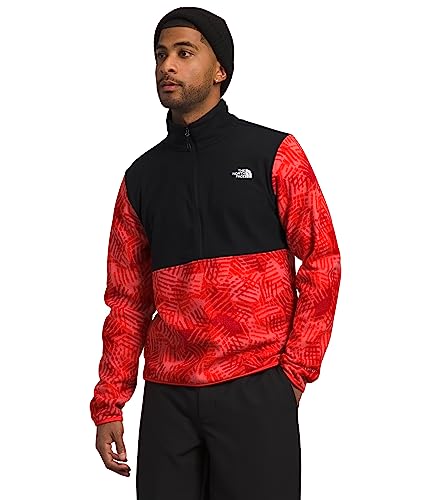 THE NORTH FACE Herren Alpine Polartec 100 Fleece Half Zip Pullover, Fiery Red Crosshatch Camo Print/TNF Black, XX-Large von THE NORTH FACE