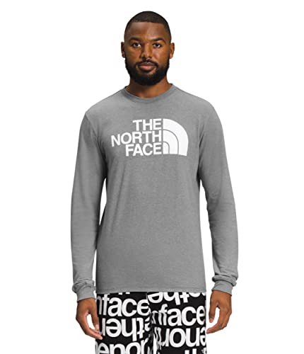 THE NORTH FACE Herren Half Dome Langarm-T-Shirt, TNF Medium Grey Heather/TNF White, Small von THE NORTH FACE