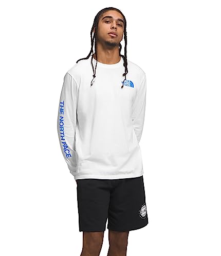 THE NORTH FACE Herren TNF Sleeve Hit Langarm-T-Shirt, TNF White/Optic Blue, XL von THE NORTH FACE