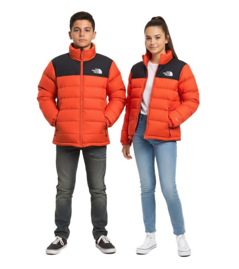 THE NORTH FACE Massif Daunenjacke Kinder Jungen Ski-Jacke Jugendliche wasserabweisende Schnee-Jacke Gänsedaunen NF0A827Z1W2 Orange/Schwarz von THE NORTH FACE