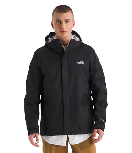 THE NORTH FACE Venture 2 wasserdichte Regenjacke mit Kapuze für Herren, Regenmantel mit atmungsaktivem DryVent 2,5 l Stoff, wasserabweisende Oberfläche, Pit-Zips TNF, Schwarz, Größe XXL von THE NORTH FACE