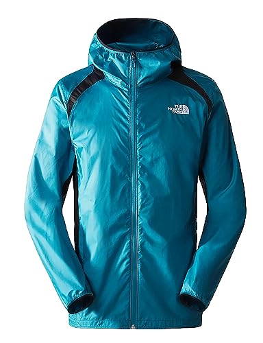 THE NORTH FACE Windjacke für Herren, L, mit durchgehendem Reißverschluss von BESHTOR, Korallenblau/TNF Schwarz, Größe L (TNF), blau, L Große Größen Tall von THE NORTH FACE