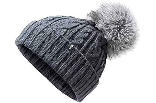 THE NORTH FACE Women's Oh-Mega Fur Pom Beanie, TNF Medium Grey Heather, OS von THE NORTH FACE