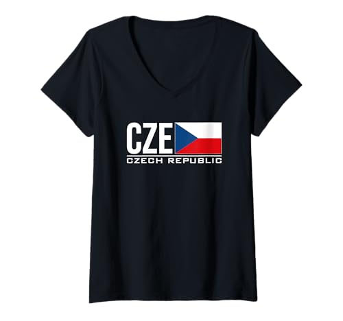 Damen Flagge der Tschechischen Republik Ländercode CZE SPORTS GAMES ATHLETE T-Shirt mit V-Ausschnitt Damen Flagge der Tschechischen Republik Ländercode CZE SPORTS GAMES ATHLETE T-Shirt mit V-Ausschnitt von THE ORIGINAL INTERNATIONAL COUNTRY CODE SPORT FLAG