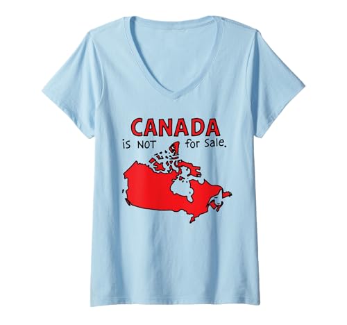 Damen Proud Canadian Patriotic Canada Map Canada Is Not For Sale T-Shirt mit V-Ausschnitt von THE PROUD CANADIANS
