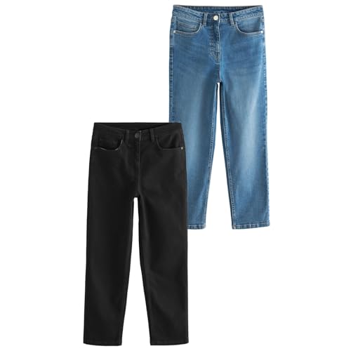 THE SET Denim Straight Leg Damenjeans Multipack, 2er Pack Jeans Schwarz/Blau 46 von THE SET