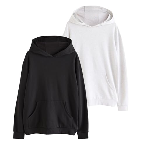 THE SET Relaxed Damen Kapuzenpullover Multipack, Grau & Schwarz, 2er Pack Kapuzenpullover Grau/Schwarz XS von THE SET