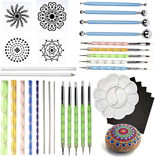 THE TWIDDLERS Mandala Designer/Steine Bemalen Set für Kinder (35-tlg.) - Dotting Tools/Punktierung Modellierwerkzeug Set - Punktmalerei für Steine, Papier, Leinwand, Nail Art von THE TWIDDLERS