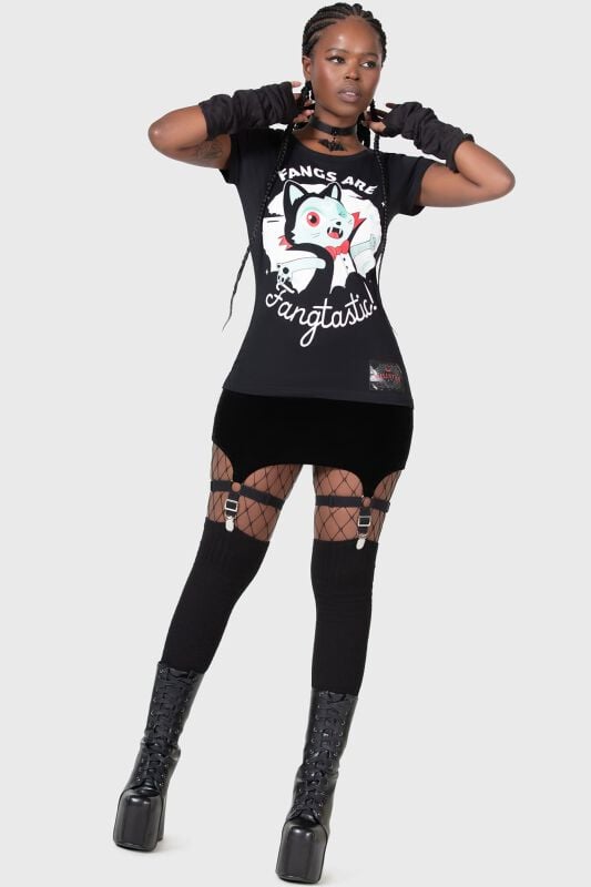 THE VAMPURR by KILLSTAR - Gothic T-Shirt - Fangtasy Top - XS bis M - für Damen - Größe M - schwarz von THE VAMPURR by KILLSTAR