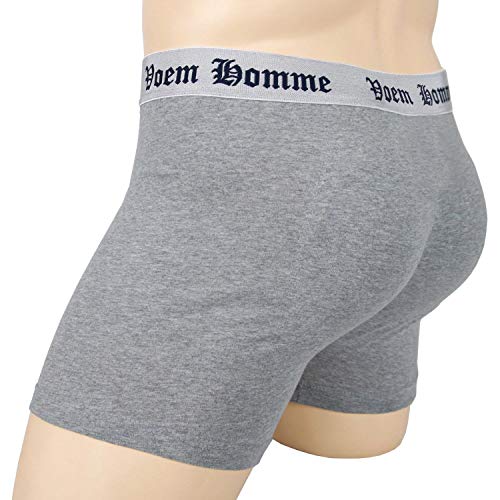 THE VOEM Herren Unterwäsche Hip up Hintern Verbesserung Cotten gepolsterte Boxer Schlüpfer Retroshorts (L, Gray) von THE VOEM