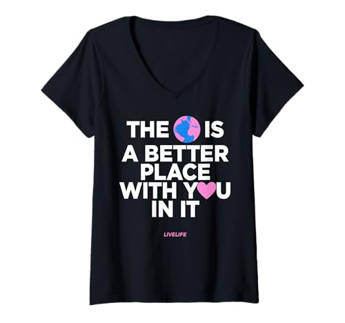 Damen The World is A Better Place with You IN IT - Frontal T-Shirt mit V-Ausschnitt Damen The World is A Better Place with You IN IT - Frontal T-Shirt mit V-Ausschnitt von THE WORLD IS A BETTER PLACE WITH YOU - LIVELIFE