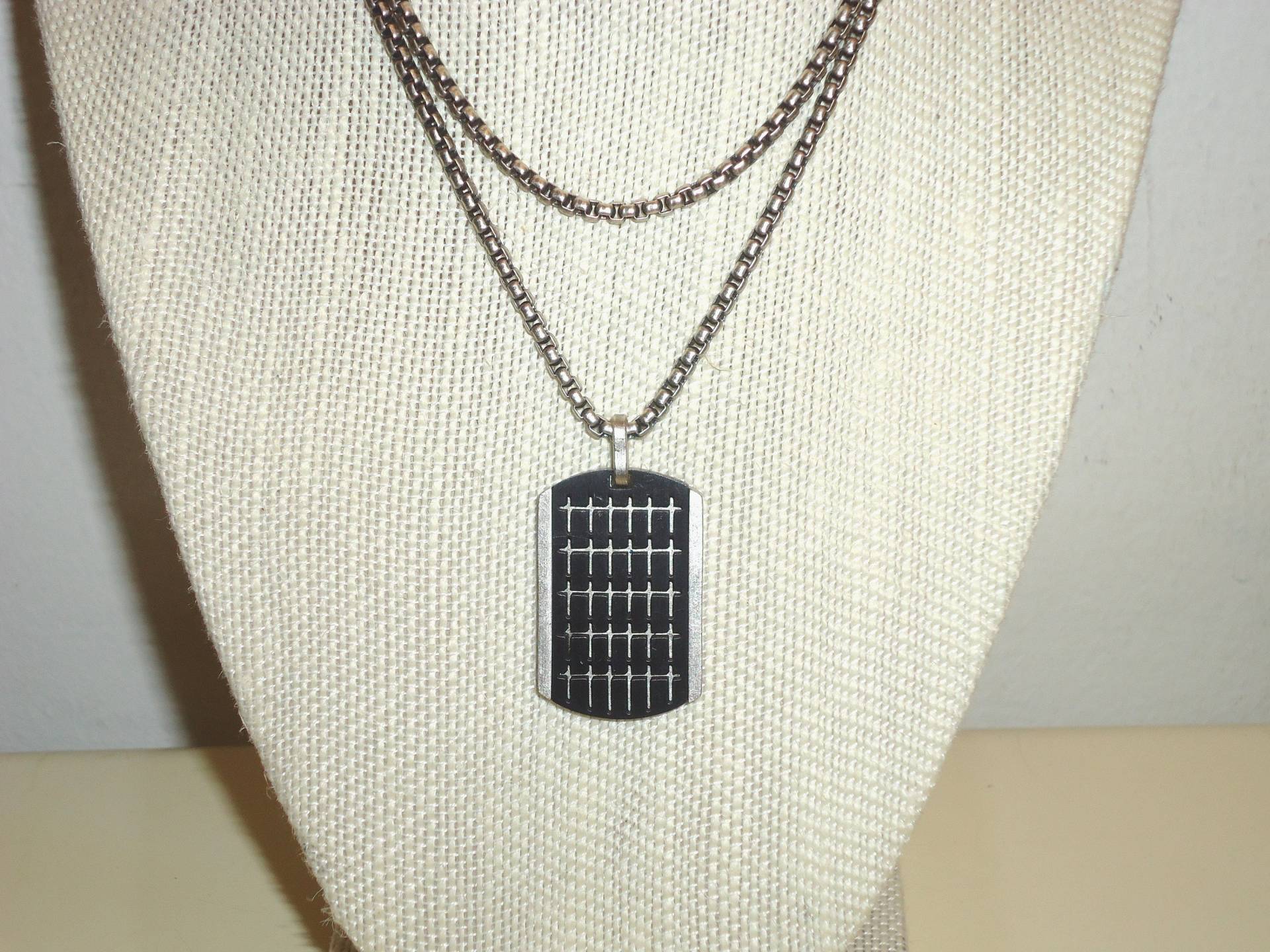 Vintage Box Kette Silber 20 Zoll/Oxidized Und Dog Tag Anhänger - Unisex von THEACCESSORIESBAR