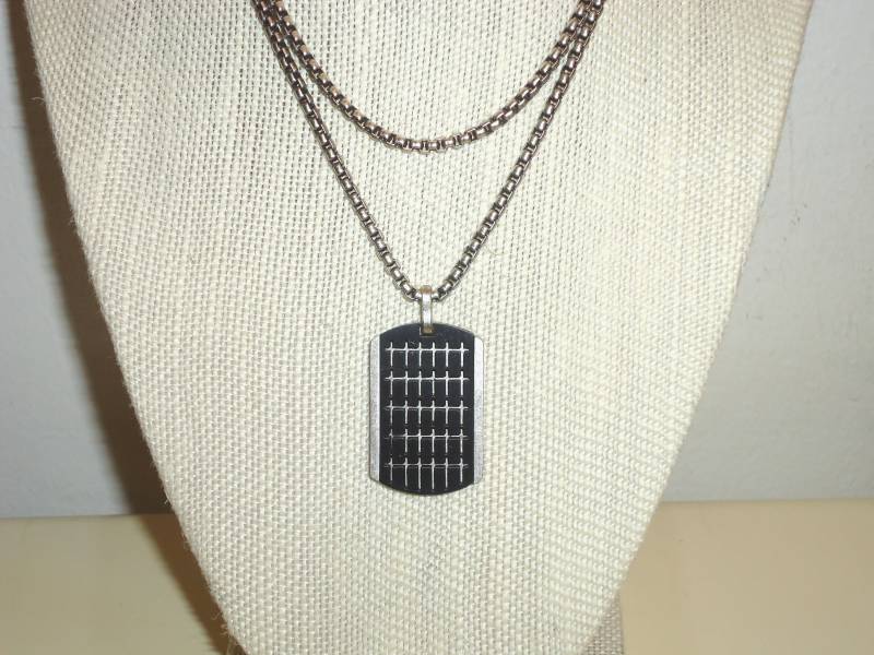 Vintage Box Kette Silber 20 Zoll/Oxidized Und Dog Tag Anhänger - Unisex von THEACCESSORIESBAR
