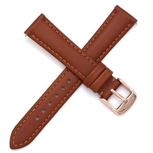 THEAGE Leder-Uhrenarmband, Schnellverschluss, Ersatz für Herren oder Damen, wählen Sie Farbe und Breite 14 mm, 16 mm, 18 mm oder 20 mm 16mm Braun / Roségold THEAGE Leder-Uhrenarmband, Schnellverschluss, Ersatz für Herren oder Damen, wählen Sie Farbe und Breite 14 mm, 16 mm, 18 mm oder 20 mm 16mm Braun / Roségold von THEAGE