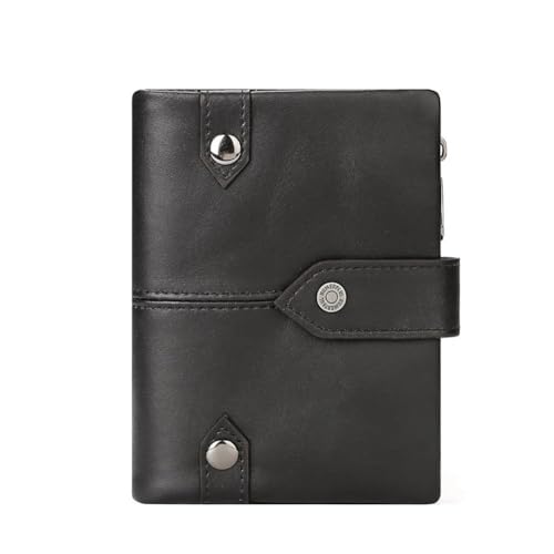 Münzgeldbörse Kopfschicht Rindsleder Uni Kartenhalter Echtleder Herren und Damen Kurze Geldbörse Kleine Geldbörse Münzbörse, Schwarz , Einheitsgröße von THEDAYBABY