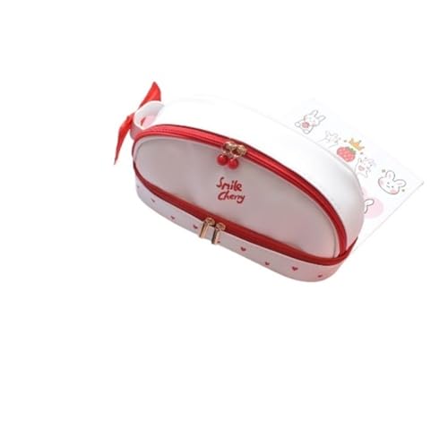 THEDAYBABY Kawaii Federmäppchen, große Kapazität, doppelstöckig, PU, wasserdicht, für Schule, Schreibwaren, niedliche Kosmetiktasche, rot, Einheitsgröße von THEDAYBABY