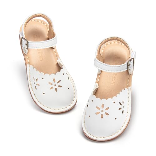 THEE BRON Kleinkind Mädchen Vintage Geschlossene Sandalen Echtes Leder Rustikale Sommerschuhe für 1-8 Jahre Größe 5-13, Aa536-celestial White, 25 EU von THEE BRON