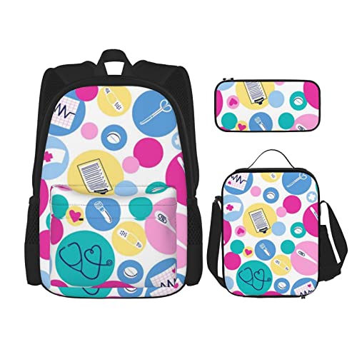 Schulrucksack für Jungen und Mädchen und Kinder, bunt, mit Lunchbox und Federmäppchen, Süße Krankenschwester, EinheitsgröÃŸe von THEEND