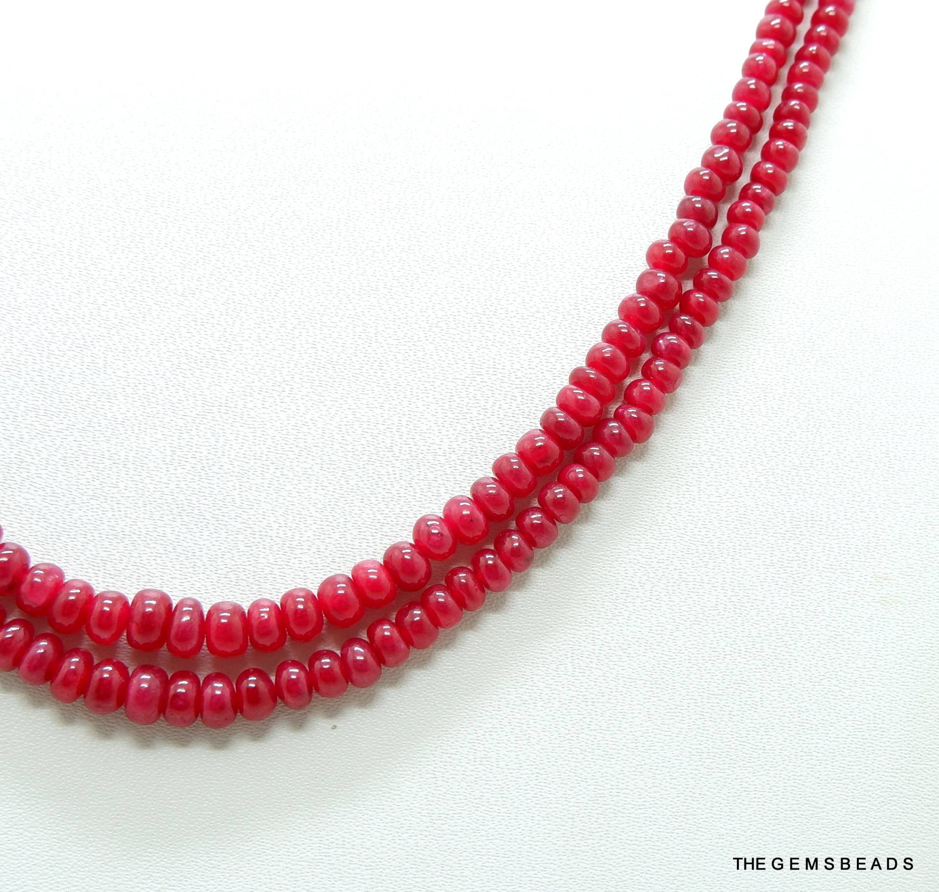 2 Strang Finest Mozambique Ruby Perlen Halskette, Natürliche Mosambik Rubin Perlen, 3-5 Mm 45 cm Länge, Erhalten Sie 70% Rabatt Auf Verkauf von THEGEMSBEADS