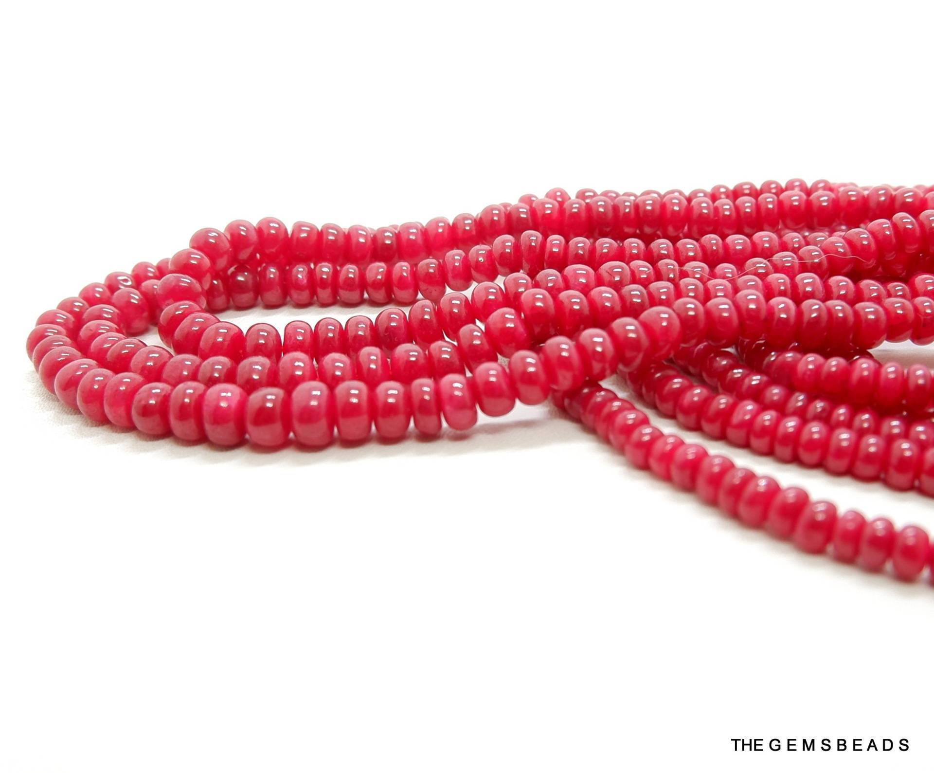 3 Strang Natürliche Mozambique Ruby Perlen Halskette, Feinste Natürliche Rubin Perlen, Bis 5 Mm 45 cm Länge, Erhalten Sie 70% Auf Brautschmuck von THEGEMSBEADS