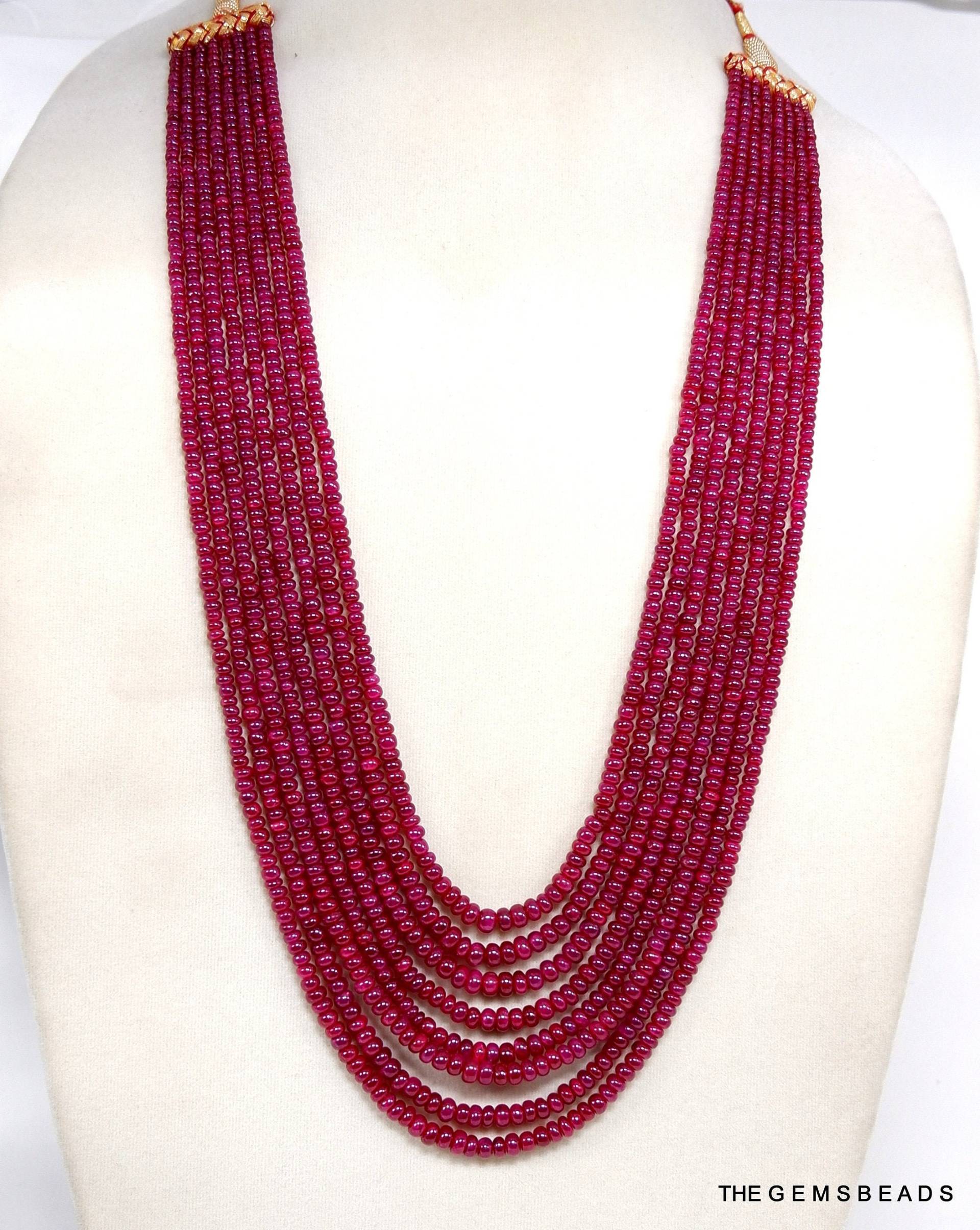 8 Strang Halskette Natürliche Mosambik Rubin Perlen - Schmuck 16 "' Zoll Bis 21 Stränge von THEGEMSBEADS