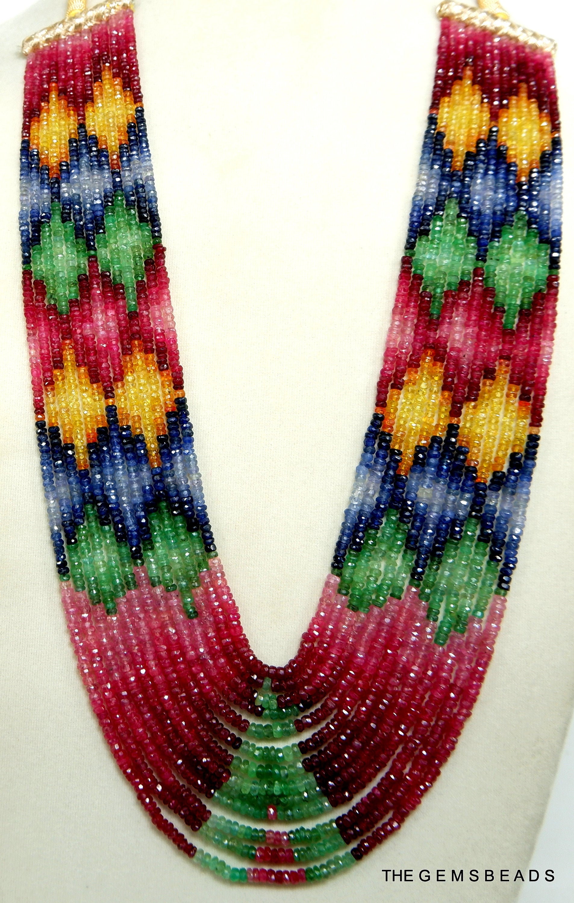 Natürliche Multi Saphir Facettierte Perlen Smaragd, Rubin, Blauer Saphir, Gelber Shaded Halskette - Edelstein Halskette von THEGEMSBEADS