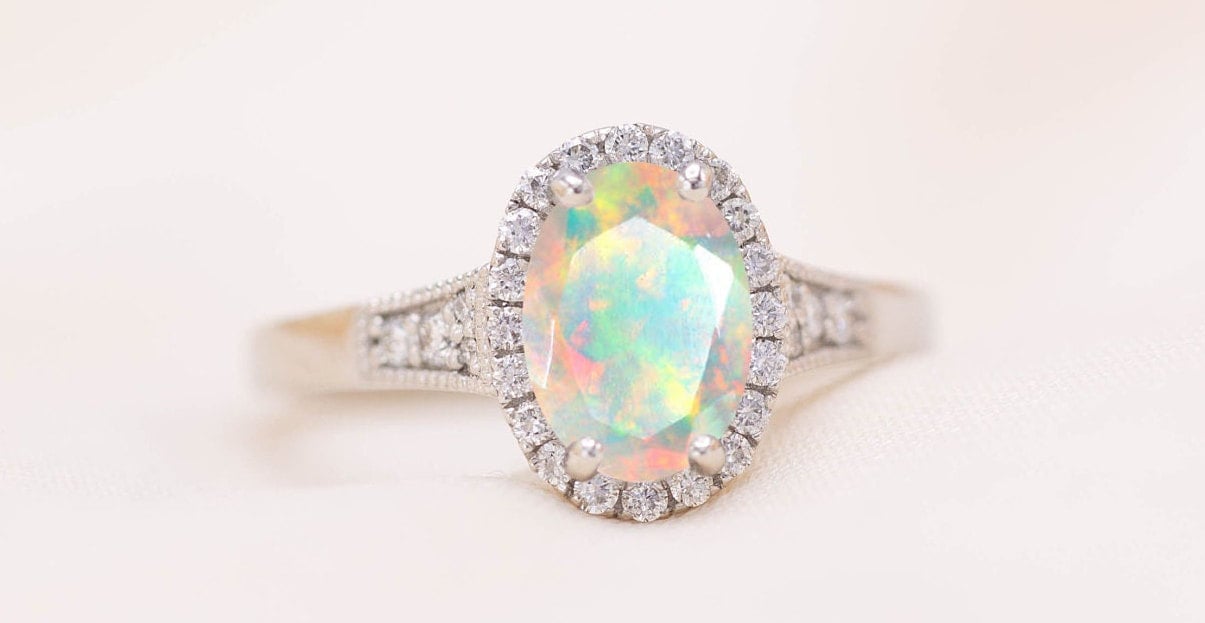 Antiker Opal Ehering Vintage Art Deco Verlobungsring Unikat 925 Sterling Silber Braut Ring von THEGOLDSMITHIN