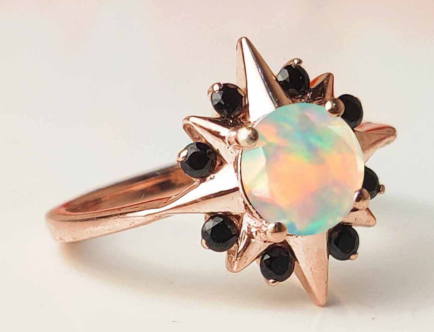 Schneeflocke Stil Opal Verlobungsring Vintage Art Deco Ehering Antik Braut Versprechen Ring Rund Schliff Unikat Frauen Jahrestag von THEGOLDSMITHIN