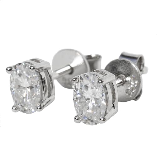 Ira Damen Ohrstecker ohne Markengravur in S925 Sterlingsilber mit 2 x 0.5 Karat Moissanit in Brillant Form von THEIA GEMS