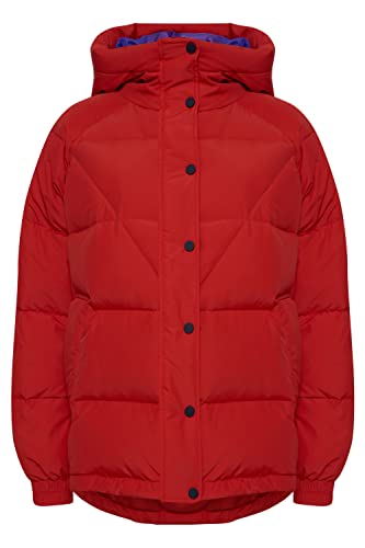 THEJOGGCONCEPT JCALMA PUFFER Damen Winterjacke Damenjacke Jacke mit Kapuze dick gefüttert kurz geschnitten Oversize Rücken verlängert, Größe:L, Farbe:Salsa (181657) von THEJOGGCONCEPT