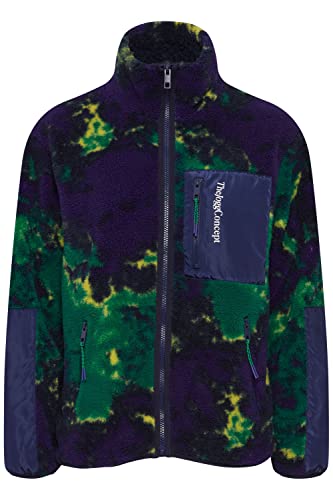 THEJOGGCONCEPT JCBERRA JACKET Damen Fleecejacke Sweatjacke Jacke Teddy Fell Fleece Batik Optik mit Brusttasche und Kontrastaufsätzen, Größe:M, Farbe:Deep Blue Mix (201529) von THEJOGGCONCEPT