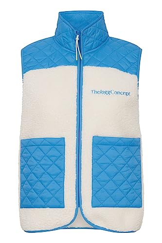 THEJOGGCONCEPT JCBERRI Damen Weste Fleece Outdoor Weste hochwertiges Teddy Material Reißverschluss mit hochabschließendem Kragen, Größe:XL, Farbe:Malibu Blue Mix (201743) von THEJOGGCONCEPT