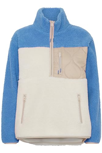 THEJOGGCONCEPT JCBERRI Halfzip Pullover Halfzip Pullover Jacket OTW 22800007 Troyer Sweatshirt Damen Pullover Sweater mit Teddy Fell Relaxed-Fit, Größe:XL, Farbe:Malibu Blue Mix (202162) von THEJOGGCONCEPT